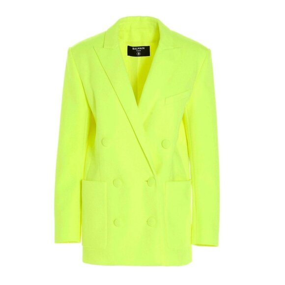 Balmain Double Breasted Boyfriend Blazer in Neon Yellow size 36 / US 4 $1995 NWT - Picture 1 of 10